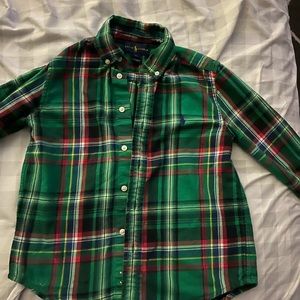 boys button down shirt flannel Christmas colors